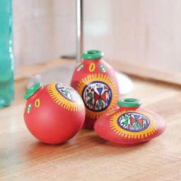 VarEesha Miniature Red & Green Terracotta Flower Pot - Set of 3-image-15