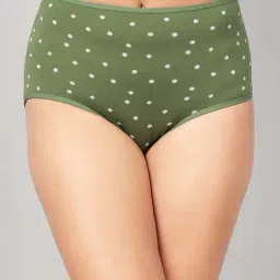 Clovia Green Cotton Regular Fit Printed Panties-image-36