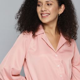 Mast & Harbour Solid Puff Sleeve Shirt Style Top-image-12
