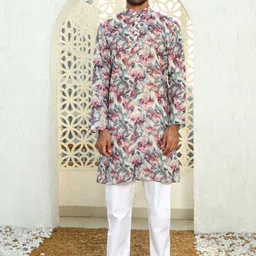 KRAFT INDIA Men Floral Printed Mirror Work Kurta-image-73