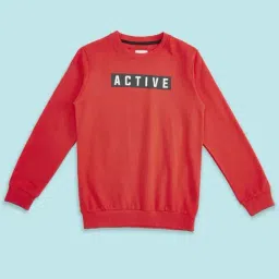 Pantaloons Junior Red Cotton Printed Full Sleeves Sweatshirt-picture-0