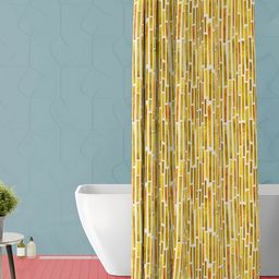 ArtzFolio Yellow & White Printed Waterproof Shower Curtain-16