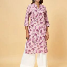 Rangmanch by Pantaloons Purple Printed Straight Kurta-image-6