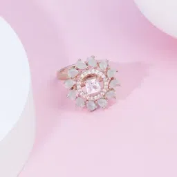Zaveri Pearls Green Dazzling Cubic Zirconia Party Bling Statement Brass Ring-ZPFK15433-image-22