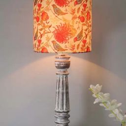 Homesake Red & Grey Wood Antique Traditional Country Cottage Birds And Trees Table Lamp-22