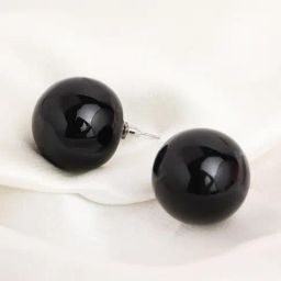 Prita by Priyaasi Black Oversized Sphere Pearl Silver-Plated Stud Earrings-image-39