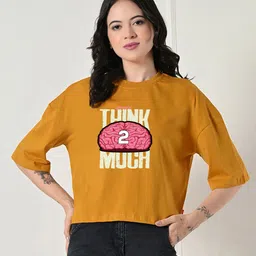 OWL MINK Women Printed Pure Cotton Applique T-shirt-image-67