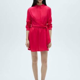 MANGO Tie-Up Shirt Mini Dress-image-59