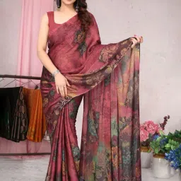 MIRCHI FASHION Pink Floral Print Saree With Unstitched Blouse-picture-20