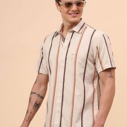 Cantabil Vertical Striped Spread Collar Comfort Cotton Shirt-picture-9