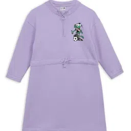 Puma Kids Super Vivid Violet Cotton Printed Full Sleeves Dress-image-99