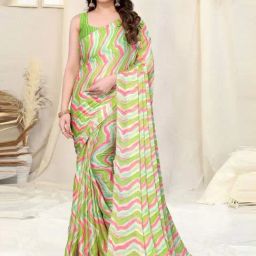 MIRCHI FASHION Green Leheriya Print Saree With Unstitched Blouse-picture-41