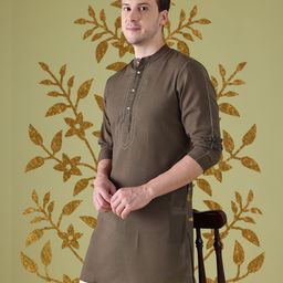 Anouk Thread Work Band Collar Kurta-picture-34
