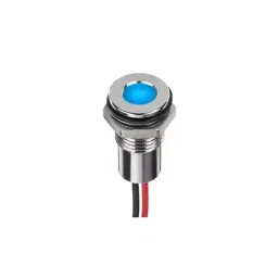 RS PRO Blue Panel Mount Indicator 24V DC, Mounting Hole Size 8 mm, Termination Type Lead Wires, IP Rating IP67, Model No 2208929-15