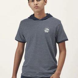 Coolsters by Pantaloons Kids Navy & White Cotton Striped T-Shirt-image-48