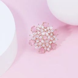 Zaveri Pearls Pink Dazzling Cubic Zirconia Party Bling Statement Brass Ring-ZPFK15437-1