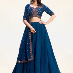 JIHU CULTURE Embroidered Semi-Stitched Lehenga & Unstitched Blouse With Dupatta-picture-52