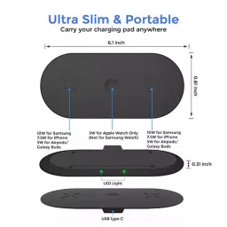 UNIGEN Unidock 3 in 1 USB Type C Wireless  20 W Black Charging Mat Station With Adapter, UD300BK_AD image 4