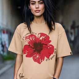 Bewakoof Women Graphic Printed Round Neck Cotton Oversized T-shirt-image-102