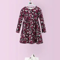 Peter England Kids Wine Printed Full Sleeves Dress-image-38