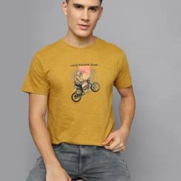 Louis Philippe Jeans Yellow Cotton Slim Fit Printed T-Shirt-picture-19