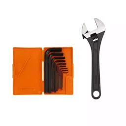 Hillgrove HGCM263 Carbon Steel 203.2 mm (8 Inch) Adjustable Wrench with 9Pcs Hex Allen Key Set-10