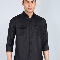 KHUSHI CREATION Men Original Fit Spread Collar Solid Cotton Casual Shirt-image-91