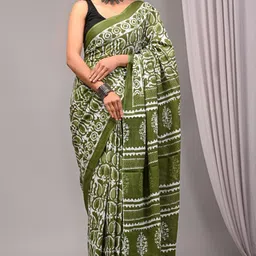 PALLO LATKE Bagru Pure Cotton Block Print Saree-image-7