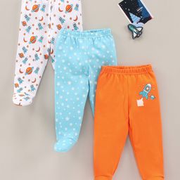 Babyhug Bootie Leggings Multiprint Pack of 3 - Multicolor-image-34