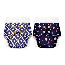 Superbottoms BASIC Washable & Reusable Cloth Diapers, Quick dry high absorption Diapers for Baby (3m-3y) Pack of 2 - Multicolor-5