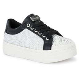 Fresh1947Feet Stone Embellished Laced Up Sneakers - White & Black-image-85