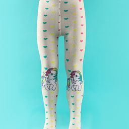 Mustang Cotton Full Length Footie Tights With Unicorn Print - Offwhite-image-63