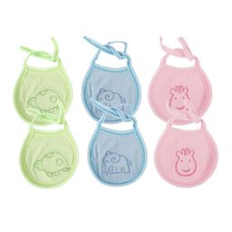 VOIDROP Set of 6 New Born Baby Cotton Bibs Apron Easly Adjustable - Multicolor-image-4