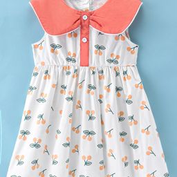 Kookie Kids Sleeveless Frock with Cherry Print - Pink-image-24