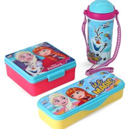 Disney Frozen School Combo Set With Lunch Box Water Bottle & Pencil Box- Blue-6