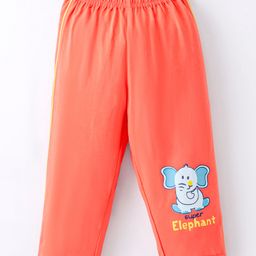 Tango Single Jersey Full Length Lounge Pant With Elephant Print - Peach-picture-0