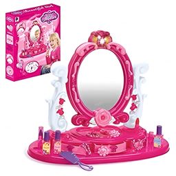 Fiddlerz Flower Mirror light And Music Pretend Play Set Toy with Accessories for Kids Plastic (Pink) 16 Pieces-89