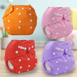 Sparkle Joy Washable & Reusable Cloth Diaper Pocket Without Inserts Pack of 4 - Multicolor-19