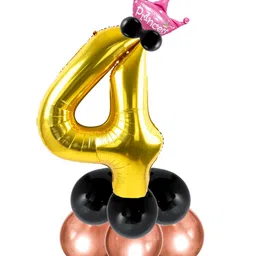 Decor Mantra Number 4 foil balloon 32 inch for birthday decoration items - Gold - Pack of 13-picture-27