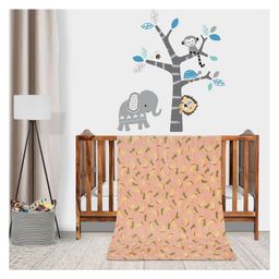 Florida All Season AC Baby Blanket Swaddler Wrapper Flannel Soft and Comfortable for 0-5 Years Babies with Banana Print Peach-image-60
