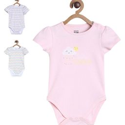 MINI KLUB Cotton Knit Pack OF 3 Half Sleeves Chevron & Clouds Printed Onesies - Multi Colour-picture-42