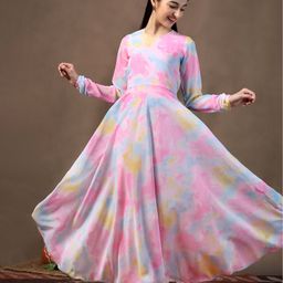 Fashion Dream Georgette Full Sleeves Tie Dye Dress - Multi Colour-image-85