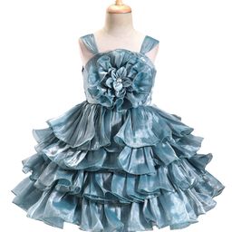 Enfance Sleeveless Floral Applique Detailed Layered Dress - Aqua Blue-image-80