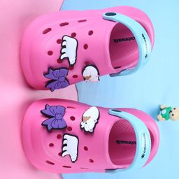 Cute Walk by Babyhug Back Strap Closure Clogs With Animal & Bow Applique - Dark Pink-image-76