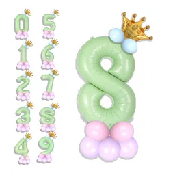decor mantra Decormantra 8 Eight 32 Inch Number Foil Balloon For 8th Birthday Decoration Kit Items -Pack of 14-GREEN-picture-32