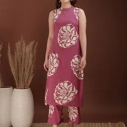 KALINI Floral Printed Straight Kurta With Palazzos-picture-33