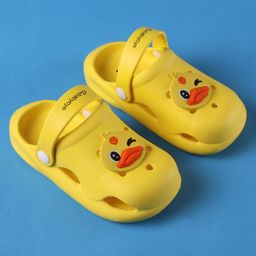 Babyoye Clogs with Backstrap Closure & Duck Applique - Yellow image 2