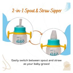 Adore ALGO - TwisterHandle 2 in 1 Baby Silicon Spout & Straw Sipper with Gravity Ball & Twin Handle - 240ml- Green image 2