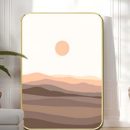 Livin'luxe Brown & Pink Minimalist Desert Sunset Rectangle Wall Art-picture-8