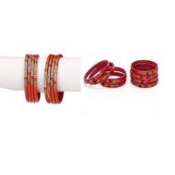 SOMIL Set Of 16 Red Alloy Artificial Stones & Beads Bangles-picture-29